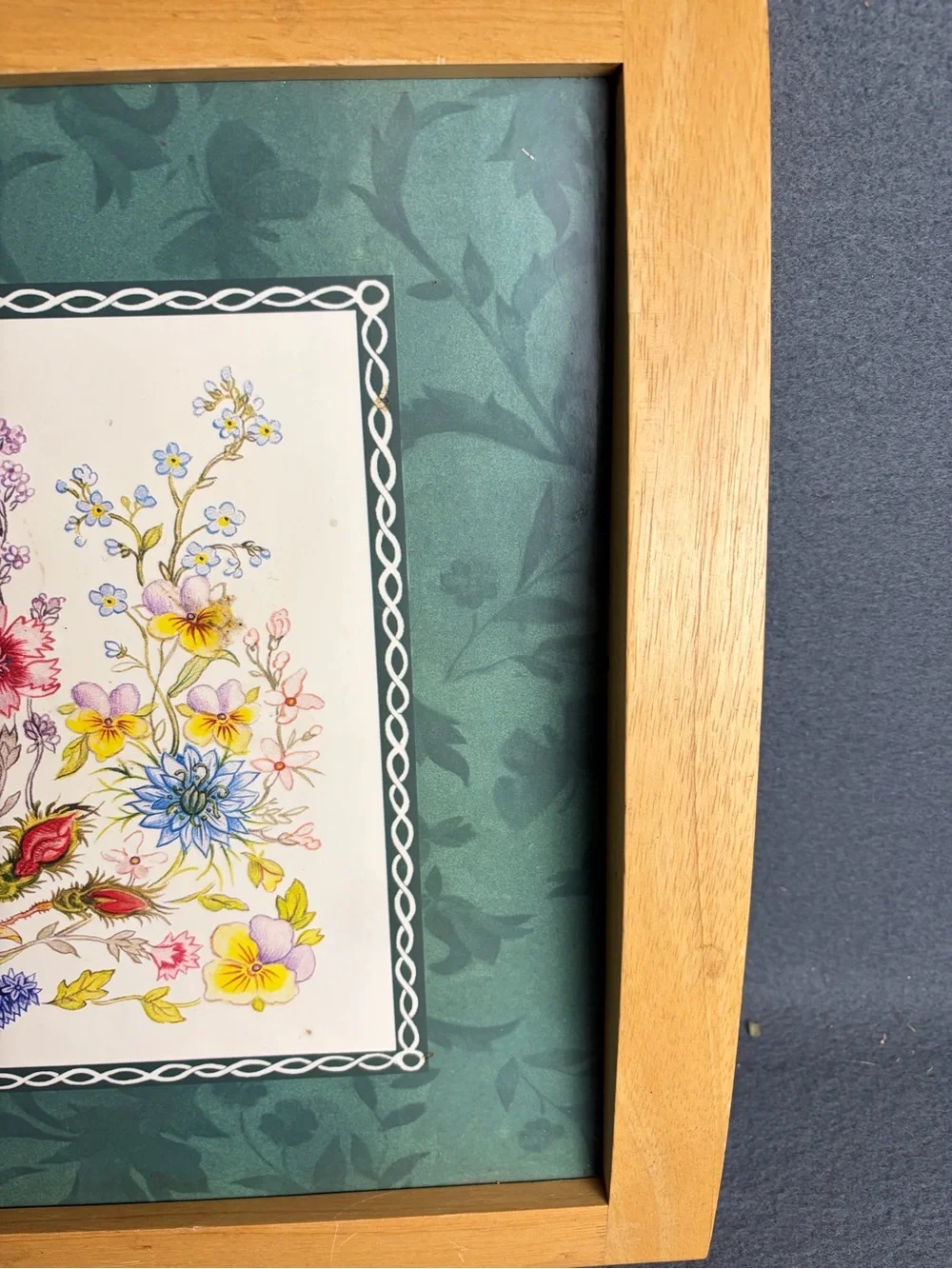 Vintage Aynsley Wild Tudor Floral Serving Tray Framed Placemat Cottagecore Decor